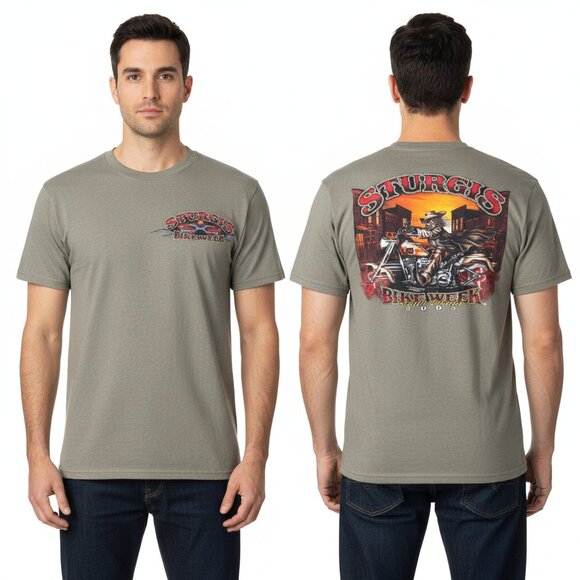 Gildan Olive Green Sturgis Graphic Tee - Picture 1 of 4